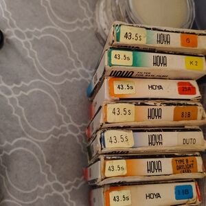 Nine HOYA Vintage 43.5mm & Two 55mm Camera Filters, One Telesar Snow 49mm